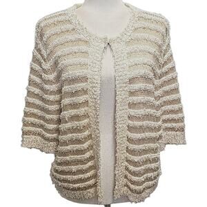 Spense Knits Open Front Cream Tan Cardigan Eyelash Knit Sweater Womans Size XL